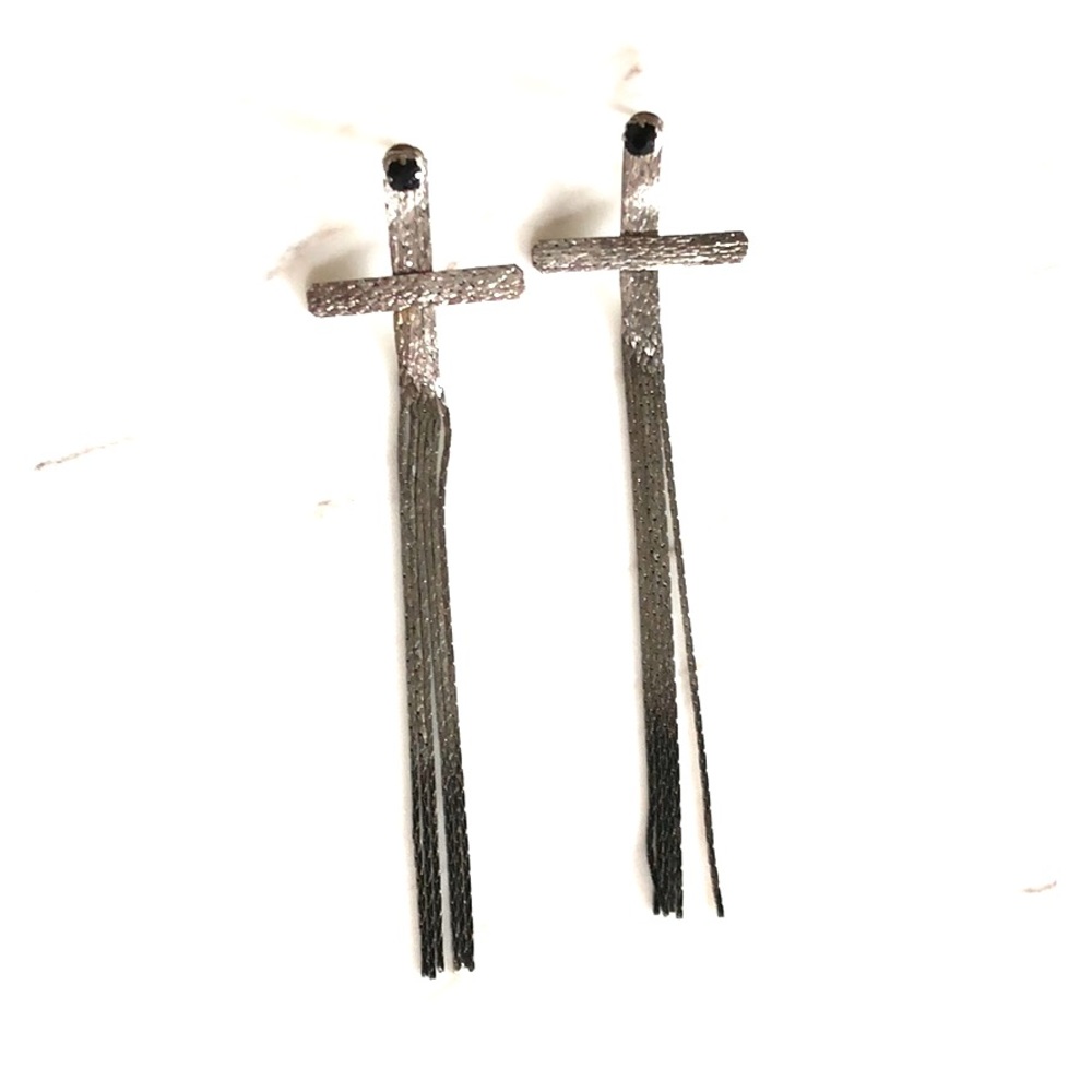 Vintage 80s dangling cross earrings